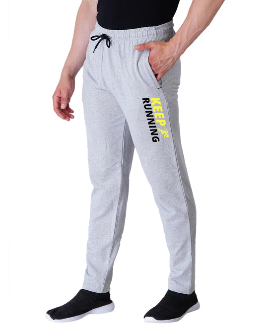 Kart Black Men's Printed Track Pants Grey Color Track Pant Grey Keep Running